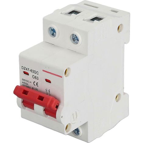 Disjoncteur miniature CC compatible avec les systèmes photovoltaïques - 2P 63A 500V capacité de coupure 4500A (2 unités) (1/5)