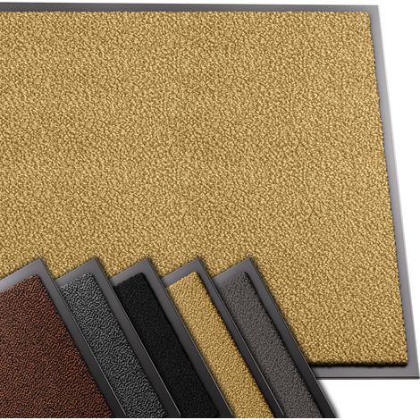 Tapis de Porte Paillasson d'Entree Interieur et Extérieur Tapis Antidérapant et Anti-Poussière Tapis d’entrée Imperméable Lavable 90x120cm Beige (1/5)