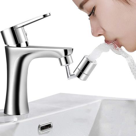 Aérateur de robinet cuisine et salle de bain, 2 modes réglables, angle large 720°, finition chromée – FM22 (1/4)