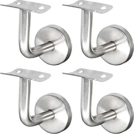 Support de rampe d'escalier en acier inoxydable 304, fixation murale, garde-corps en bois, argent (4 pièces)