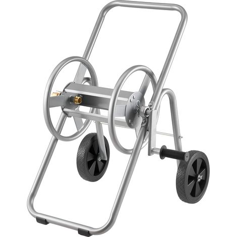 Chariot enrouleur de tuyau, capacité du tuyau d'eau 1,5 cm et 53 m (tuyau non inclus), outils mobiles avec roues, plantation extérieure en acier avec revêtement poudre pour jardin, cour, pelouse (1/5)