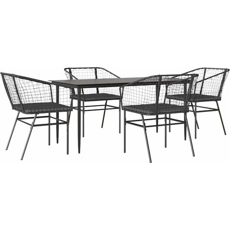 Maison Exclusive - Juego de comedor jardín 5 piezas cojines ratán (1/5)