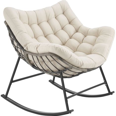 Fauteuil à bascule rembourrage épais avec motif matelassé résistant aux intempéries, capacité de charge de 120 kg
