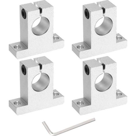 4 supports d'arbre linéaire en aluminium SK16 pour tige de 16 mm de diamètre, guides de guidage linéaire avec clé (1/5)