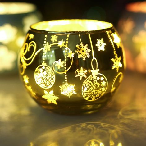 Support À Bougie En Verre - 10 X 10 X 10 Cm - Pour Décoration De Noël - Lot De 1 (1/5)