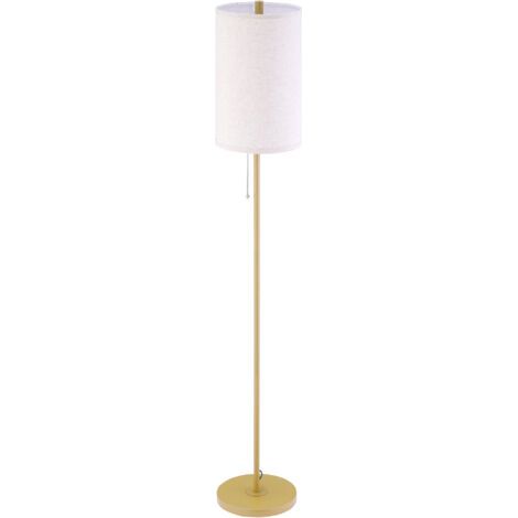 Lampadaire est conçu pour une puissance maximale de 40 W Il est doté d'un pied en acier plaqué or et d'un abat-jour couleur lin crème Dimensions : 25,5 x 25,5 x 157 cm (doré et beige) (1/5)