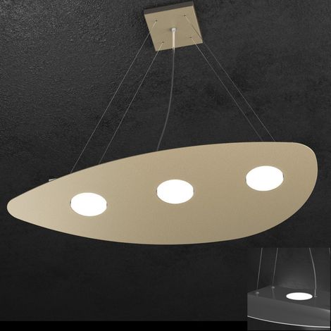 Lampadario moderno top light shape 1143 s3+2 gx53 led metallo sospensione, finitura metallo sabbia