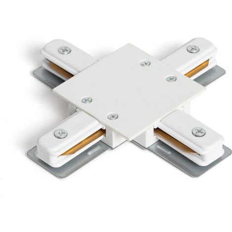 Conector Tipo X para Carril Monofásico Empotrable Aluminio Blanco (1/4)