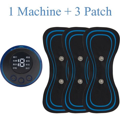 Mini-EMS-Nackenmassagegerät mit elektrischen Impulsen, LCD-Display und 8 Modi. Nackenmassagepflaster zur Linderung von Muskelschmerzen. Tragbares Körpermassagegerät 01098-AquaForge