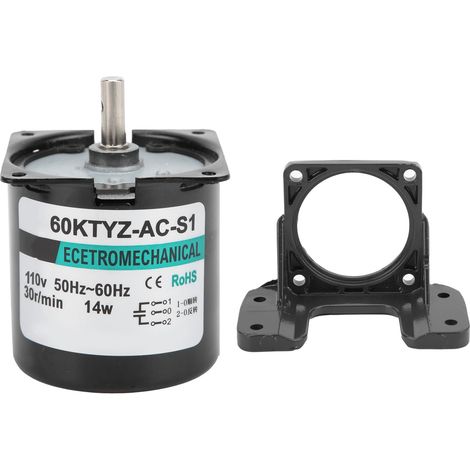 Moteur synchrone AC 14W 2 sens couple élevé aimant permanent axe central support XD60KTYZ (30tr/min AC110V) (1/5)