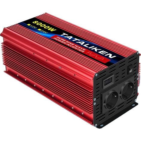 Wechselrichter, 5000 W, reine Sinuswelle, stabile 220-V-Ausgangsspannung, LED-Anzeige und hoher Wirkungsgrad für Haushalt, Auto und Outdoor-Bereich, 5000 W EU, 12 V, 50 Hz (Europa), 8000 W EU, 12 V, 5 (1/2)