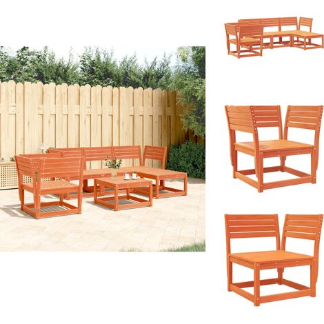 Salon de jardin 5 pcs cire marron bois de pin massif - Meubles De Jardin - Salon De Jardin - Mobilier Extérieur - Set De Salon De Jardin - Bois De Pin (1/5)