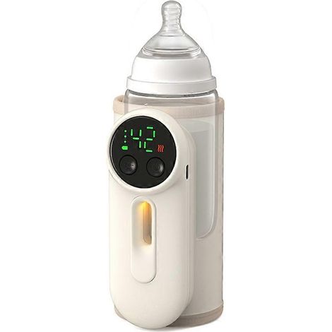 Chauffe-biberon portable sans fil avec contrôle constant de la température, port USB et couvercle isotherme pour les voyages