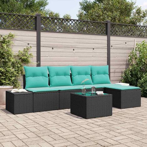 Teenpull – Sofa Set 6 Stk. Schwarz [Synthetisch]: Poly Rattan (1/5)