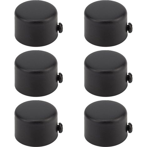 6 PCS Capuchon de Tringle à Rideau de Fenêtre en Fer Noir Tête de Tringle à Rideaux Embout de Tringle à Rideau de Fenêtre Moderne pour Tringles de 28mm / 1.1 Pouces de Diamètre (1/5)