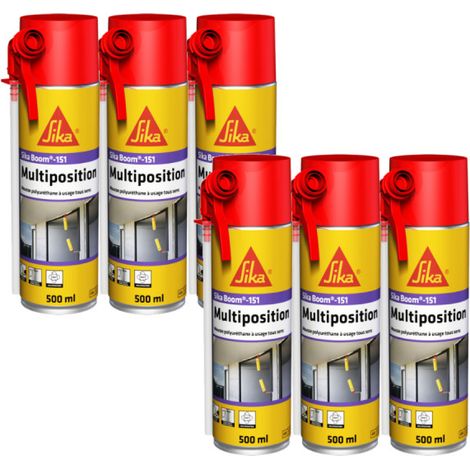 Sika – Lot de 6 mousses polyuréthane expansive 500 ml – Application multiposition – Pour isolation et remplissage cavités – Bonne adhérence matériaux