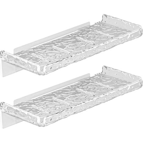 Étagère murale flottante transparente pour salle de bain, lot 2, robuste et grande capacité, idéale (1/5)