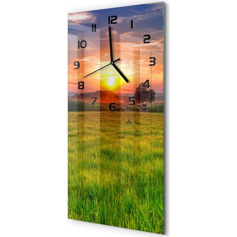 Horloge Murale Rectangulaire Verticale Cadeau Original Design Moderne Coucher du soleil 30x60 cm (1/5)