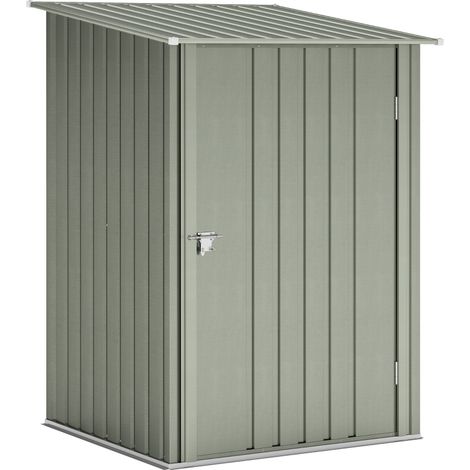 Abri de Jardin Porte‑Outils 100x104x160 cm, en Acier Galvanisé avec Porte Battante, Argent