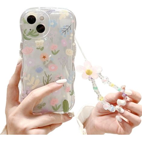 Coque de protection à motif floral coloré pour iPhone 14 Pro, étui de téléphone à chaîne florale pour femme (pour iPhone 14 Pro) (1/5)