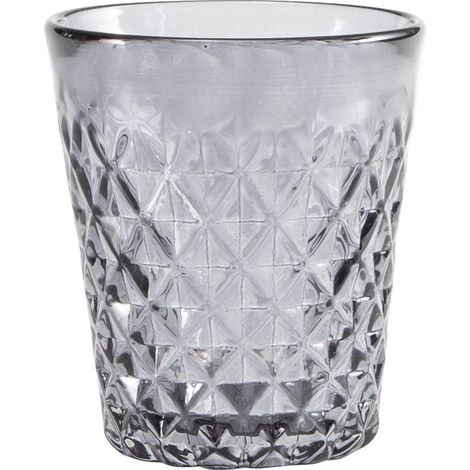 Zafferano Verre Tumbler Série Balloton en Verre Soufflé à la Bouche Couleur Gris Texture à Reliefs Artisanaux Coffret de 6 Pièces Capacité 35 cl