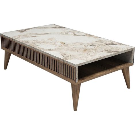 Couchtisch "Milan" aus Holz – 105 x 60 x 34 cm – Weißwalnuss