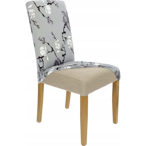 Housse de chaise élastique à motif floral gris [21AH] (1/5)