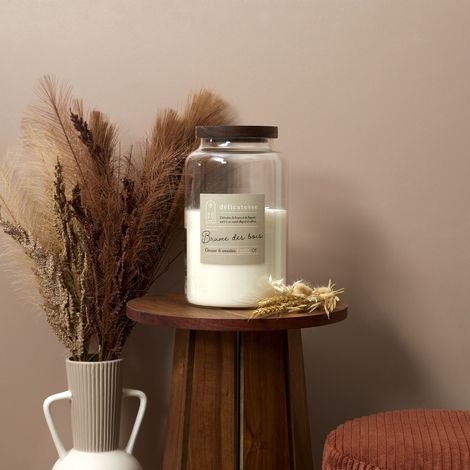 Bougie - HOME DECO FACTORY - Brume Des Bois - Parfumée - Marron et Blanc