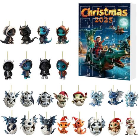 Calendrier de l'Avent  Dragon en acrylique 2D, cadeau souvenir, calendrier de l'Avent 2025  Idéal pour nièce, famille, amis, adolescents, étudiants, trousse (1/5)