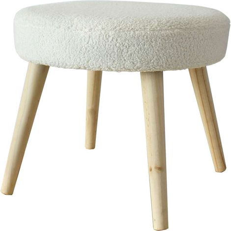 Tabouret en tissu bouclette avec pieds en bois LODGE (1/3)