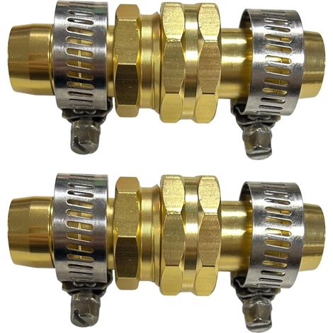 Conector de tubo de aluminio para mangueras de jardín de 5/8" a 3/4", abrazadera de acero resistente, accesorios para reparación de mangueras de jardín. (1/5)
