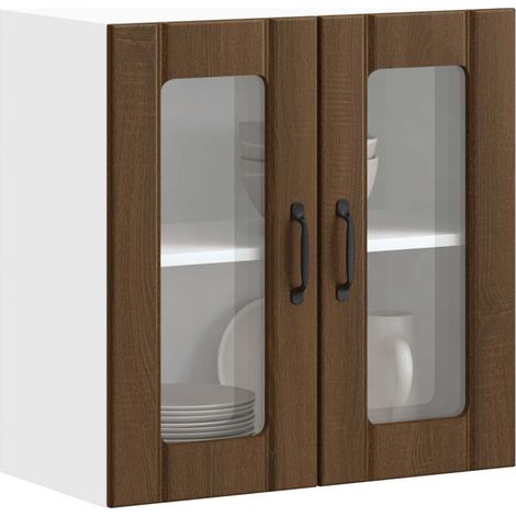 Küchen-Hängeschrank mit Glastür Lucca Braun Eichen-Optik