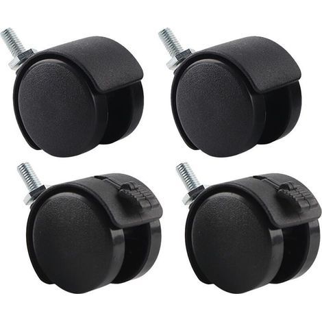 Roulettes Pivotantes - 40 mm - Tige Filetée 8 mm - Pour Chaise De Bureau - Lot De 4 (1/5)