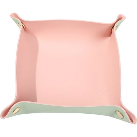 Plateau De Rangement Clés - Boîte De Rangement En Simili Cuir - 25 x 25 x 5 cm - Pour Bijoux Portefeuille Téléphone - Lot De 2 (1/5)