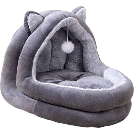 Lit d'hiver Chaud pour Chat, Niche d'intérieur Semi-fermée, Douce et Confortable, Niche Chaude pour Animaux de Compagnie, pour Chats et Petits