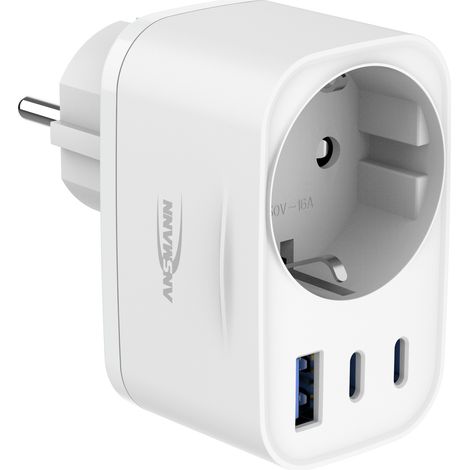 ANSMANN Steckdosenadapter 20W, USB A & 2x USB C Ladegerät zum Schnellladen