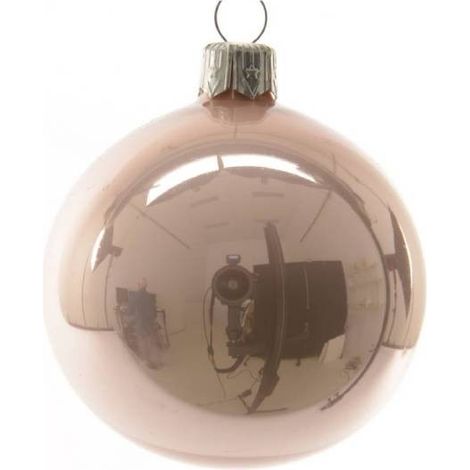 Weihnachtskugel aus glänzendem rosa Glas 15 cm