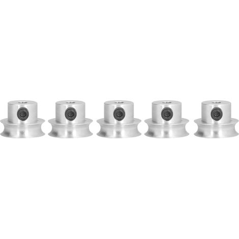 Lot de 5 poulies rondes fixes à vis, résistantes, rainure en V pour courroie ronde, trou de 16mm, alésage 6mm, transmission mécanique durable. (1/5)