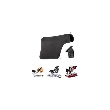 Sac à poussière pour scie à onglet modèle 255, sac à poussière noir 9" avec fermeture éclair et support de fil, avec sortie d'air 02149 (1/3)