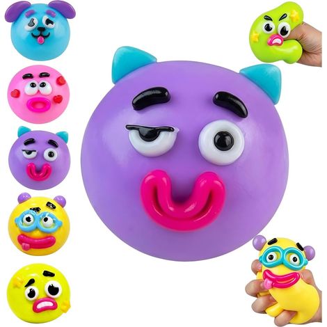 Weicher Stressball mit Hunde-/Welpenmotiv für Erwachsene und Kinder. Niedlich und leicht zu drücken, ideal für Büro, Zuhause und unterwegs. Lila. (1/3)