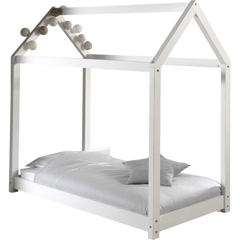 Lit cabane 70x140 cm en bois blanc - ADAHY (1/4)
