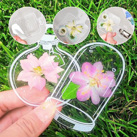 Transparente Lesezeichen aus Trockenblumen, selbstgemachte schöne Lesezeichen aus Blumen, DIY-Lesezeichen aus Trockenblumen, Lesezeichen mit Blumenklammern (1/5)