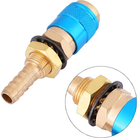 Connecteur rapide refroidi à l'eau pour torches de soudage MIG/TIG avec adaptateur de gaz (bleu) (1/5)