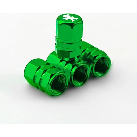(Vert C) 4 bouchons de valve de pneu de style automobile compatibles avec Peugeot 206, 307, 308, 3008, 207, 208, 407, 508, 2008, 5008, 107, 106, 205 et 4008 (1/5)