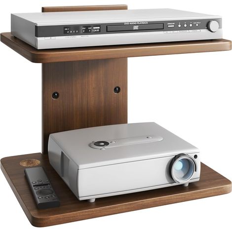Étagère Murale Flottante 2 Niveaux pour projecteur, Noyer Brun (1/5)