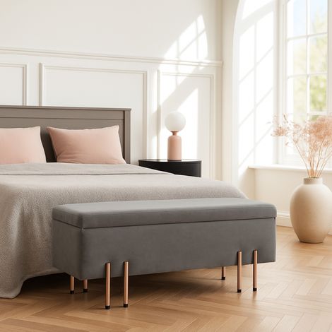 Sitztruhe Dals Samt 100x40x42 cm Grau [en.casa]