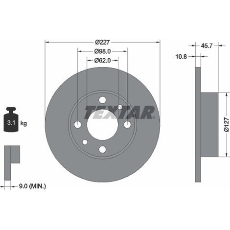 Lot de 2 Disques de frein Textar 92019300 AUTOBIANCHI 16500253 4136475 4139010