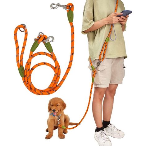 Laisse bandoulière mains libres pour chien – Laisse réfléchissante robuste pour la course, la randonnée, l'entraînement et les activités de plein air – Ceinture ajustable et sécurisée pour une promena
