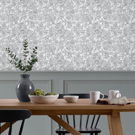 Papier peint intissé Laura Ashley Louise Slate 1005 x 52cm Gris (1/5)