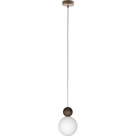 Suspension japandi en bois et verre boule blanche 1x G9 12W RONA Sigma Lighting (1/5)